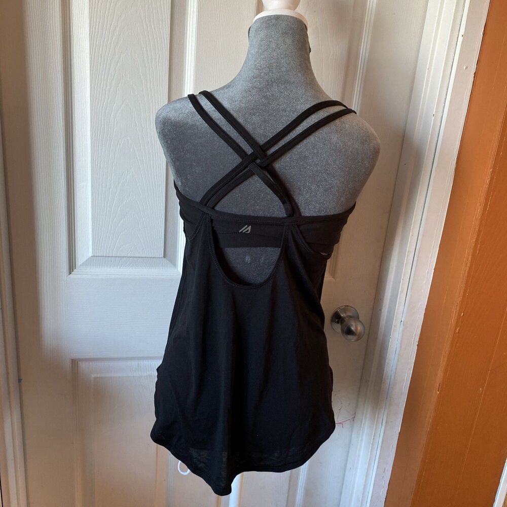 Eddie Bauer Women’s Size Medium Athletic Tank Top Built In Bra Black Stretch - Picture 6 of 9